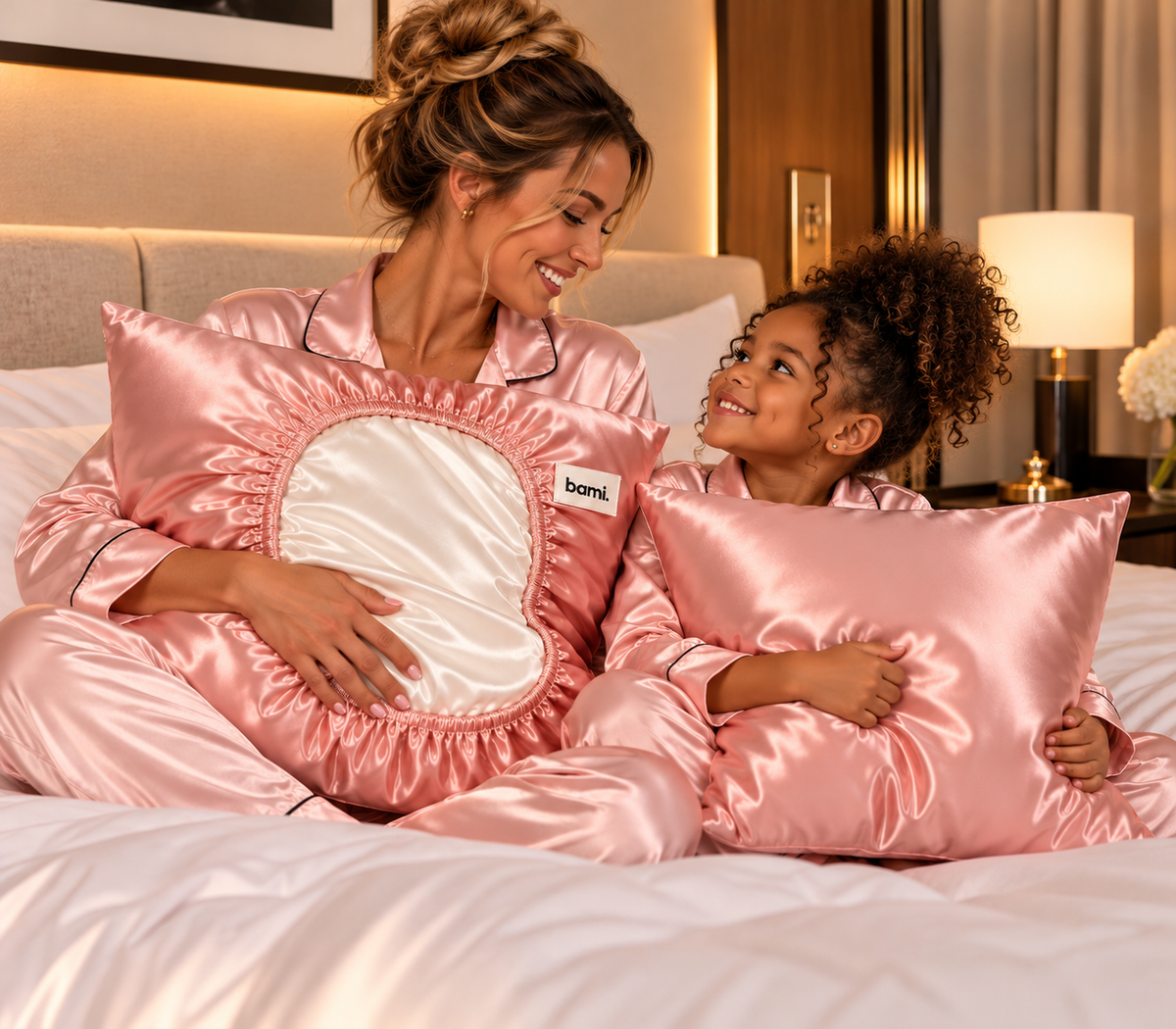 Taie d'oreiller en satin BAMI Rose