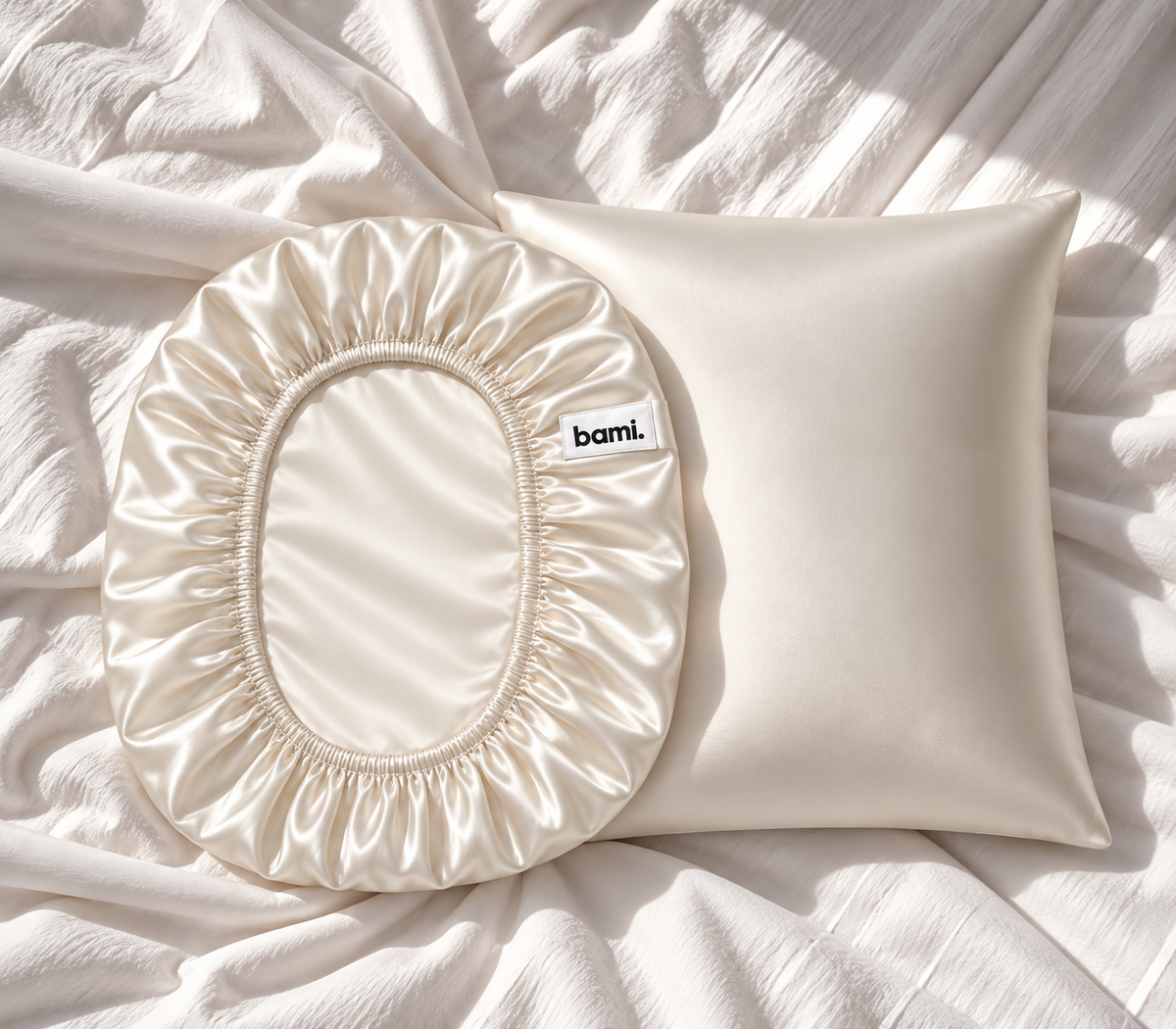 Taie d'oreiller en satin BAMI Blanc