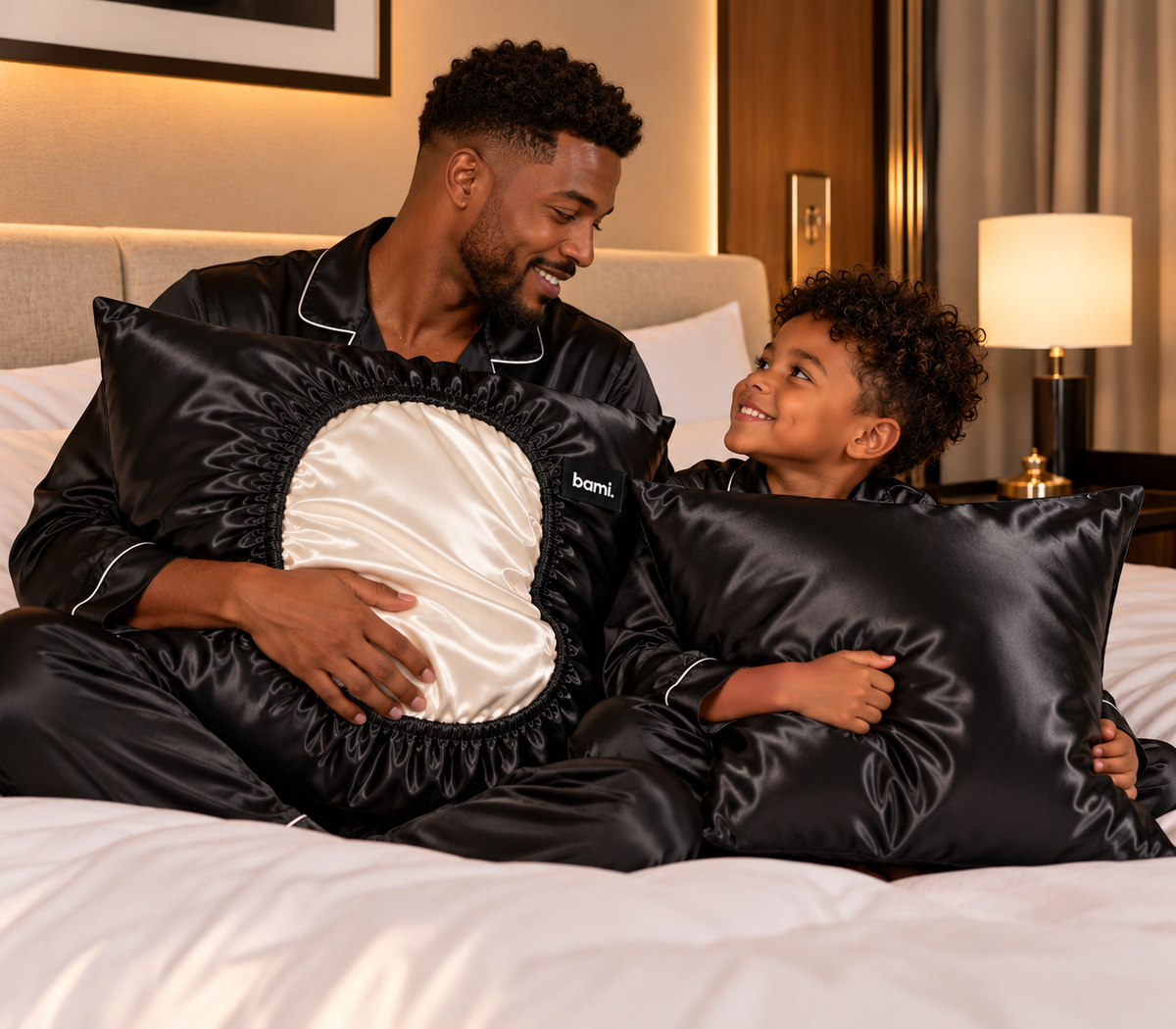 Taie d'oreiller en satin BAMI Noir