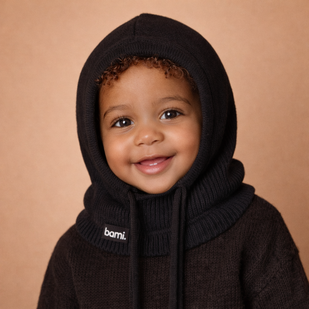 Cagoule BAMI™ doublée satin noir taille bébé