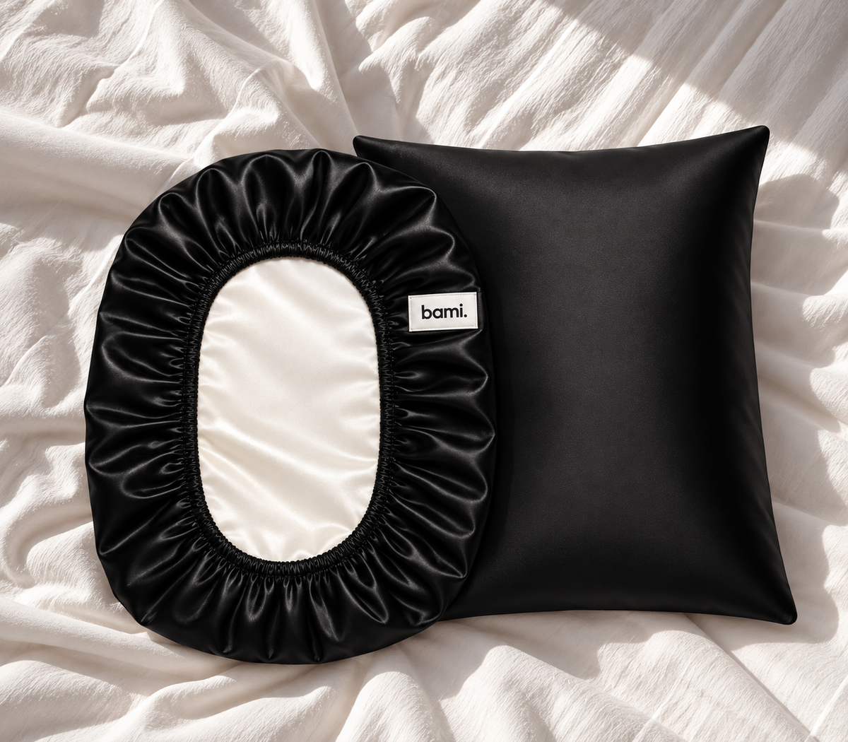 Taie d'oreiller en satin BAMI Noir