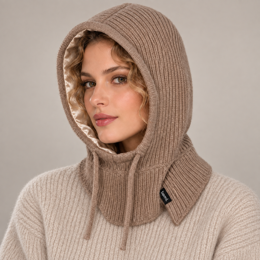 Cagoule BAMI™ doublée satin marron taille adulte