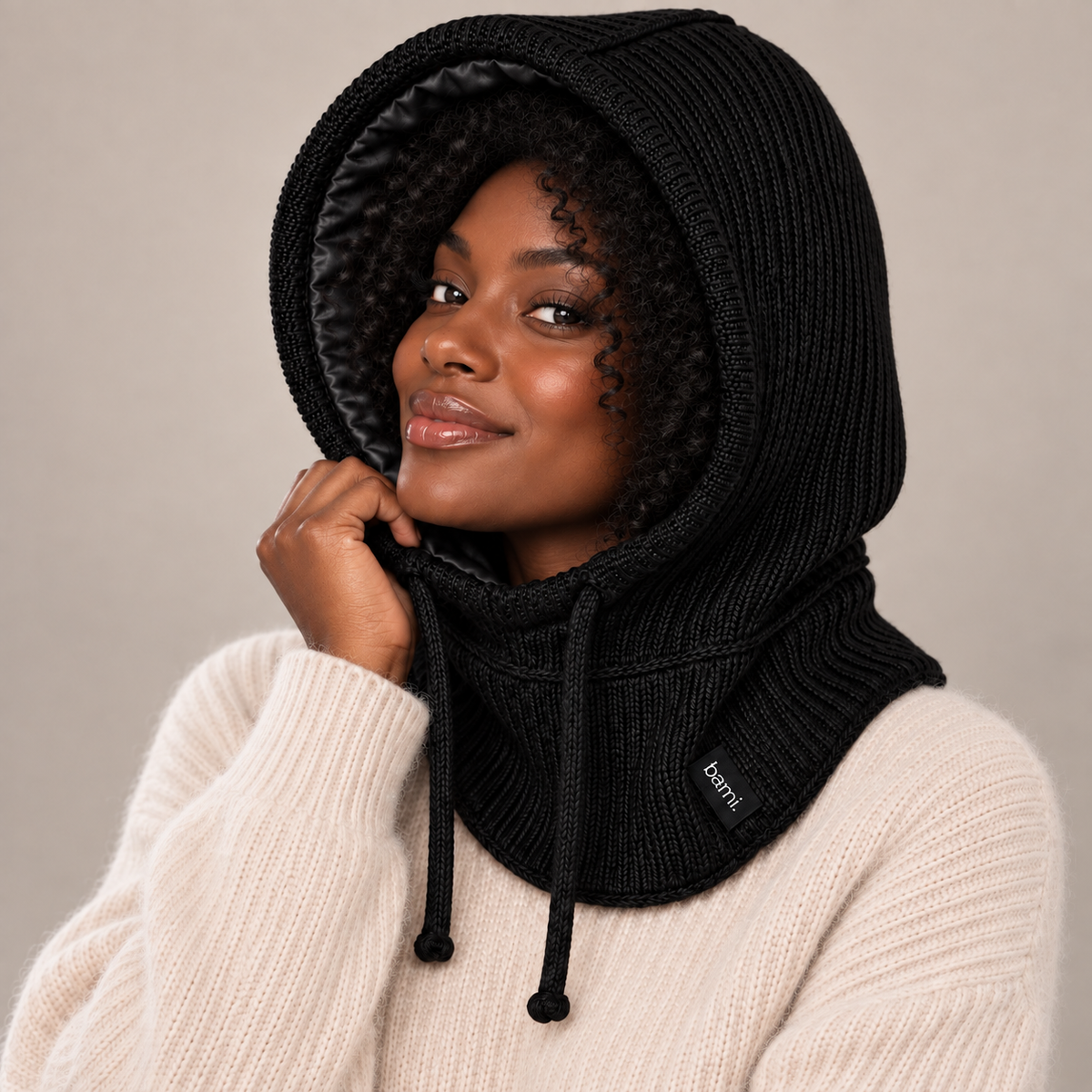 Cagoule BAMI™ doublée satin noir taille adulte